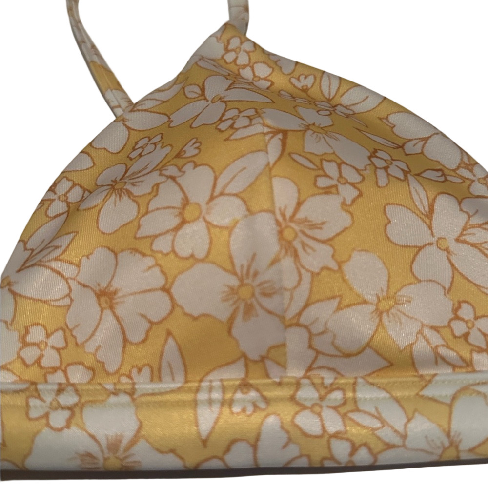 Hollister Yellow White Floral Bikini Top Small - Picture 3 of 6